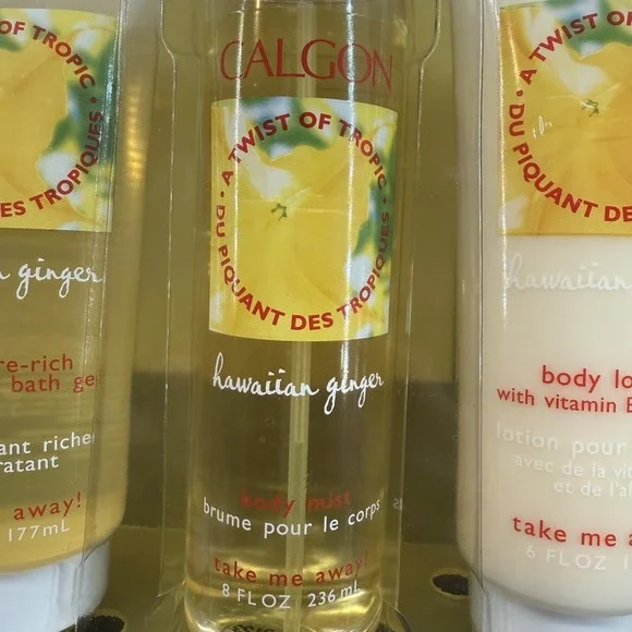 Vintage Y2K Calgon Hawaiian Ginger Gift Set NIP NOS Body Mist Lotion Gel Basket - Picture 5 of 8